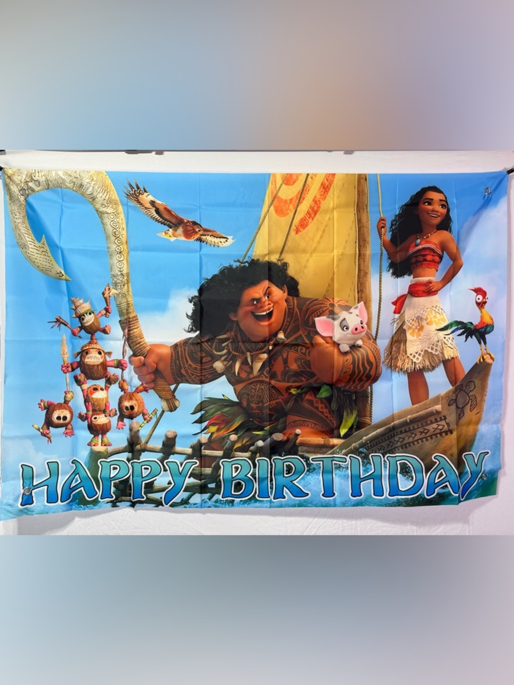 Moana Happy Birthday Backdrop Banner 5x3Ft.